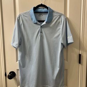 Nike Men's Striped Golf Shirt - Light Blue & White.  Quick Dry Material.  Size S
